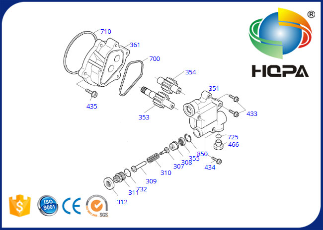 部品番号:1.180-00460グループ:モデルのために合う油圧歯車ポンプのシールのキット:Doosan DH215-9 DX225NLC太陽220LC-6